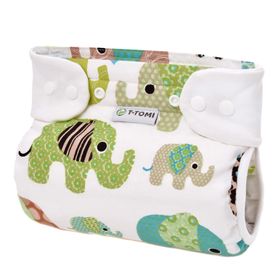 T-TOMI Orthopädisches Spreizhöschen für breites Wickeln - druckknöpfe Green elephants (5-9 kg)