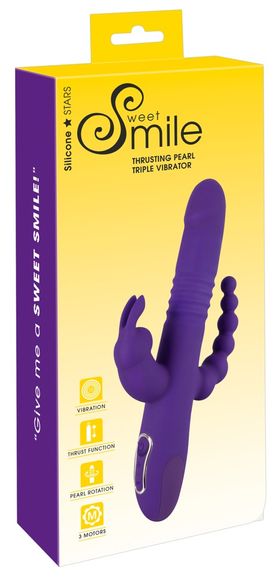 Stoßvibrator "Thrusting Pearl Triple" | 10 Modi, Stoßfunktion in 3 Geschwindigkeiten | Sweet Smile