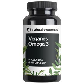 natural elements Omega 3 aus Algenöl – 90 Kapseln – mit hochwertigem EPA und DHA in Triglycerid-Form