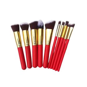 Technique PRO | Make-up Pinsel | 10 Stk. | Rot und Gold