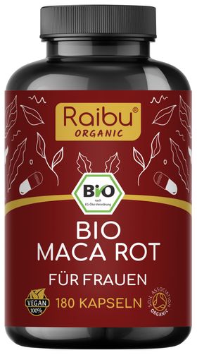 RAIBU Bio Maca Rot Kapseln - 3.200 mg je Tagesdosis