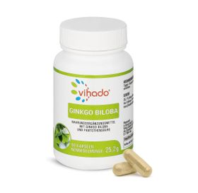 Vihado Ginkgo Biloba – hochdosierter Ginko Extrakt + Pantothensäure für mehr geistige Leistung