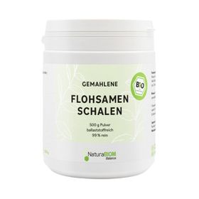 NaturaBIOM BIO Flohsamenschalen Pulver - ballaststoffreich, 99% Reinheit, glutenfrei, extra fein