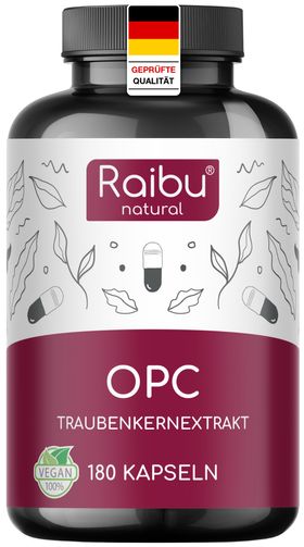 OPC Kapseln Hochdosiert, 120:1 Extrakt aus französischen Trauben - RAIBU