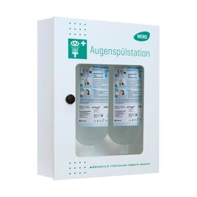 WERO Augenspülstation QuickCheck gefüllt mit 2 WERO Augenspülflaschen P8