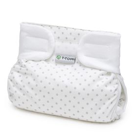 T-TOMI Orthopädisches Spreizhöschen für breites Wickeln - klettverschluss Grey dots (5-9 kg)