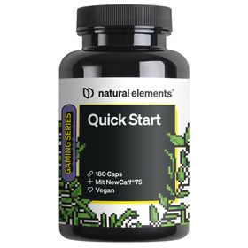 natural elements Quick Start mit Koffein (NewCaff®75) – 180 Kapseln – 6 Monate Reichweite