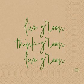 Zellstoff Servietten 33 3-lagig 1/4-Falz Love Green Natur