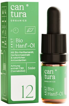 BIO-CBD-ÖL AKUT : 150 CBD-Tropfen mit 12% BIO-CBD von CANTURA® als Vollspektrum-Hanföl (Cannabis-Öl)