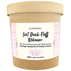 puremetics - 3-in-1 Dusch-Fluff mit Zuckerpeeling "Blütenmeer"
