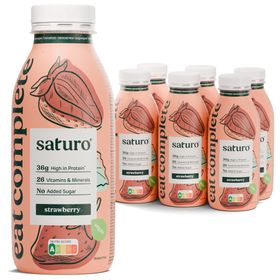 Saturo Trinknahrung Vegan Erdbeere | Astronautennahrung Mit Protein | Trinkmahlzeit Mit Nährstoffen