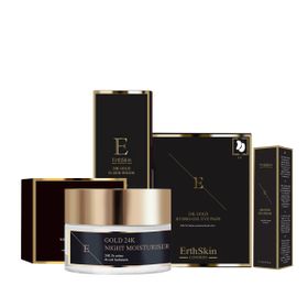 ErthSkin London Elixier-Serum + Feuchtigkeitscreme für die Nacht + Augencreme + Unter-Augen-Patch