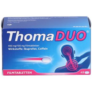 ThomaDUO® Ibuprofen 400mg – schnelle Schmerzlinderung dank Coffein-Booster - Jetzt 10% sparen mit dem Code „thomaduo10“ thumbnail