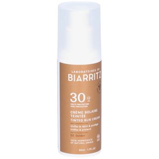 Laboratoires de BIARRITZ ALGAMARIS Bio-zertifizierte getönte Sonnencreme SPF30 für das Gesicht gold