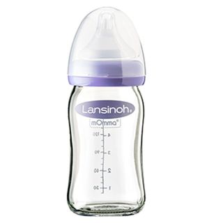 Lansinoh mOmma Glas Babyflasche 160ml mit Natural Wave Silikonsauger S