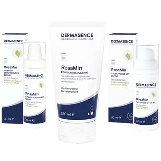 DERMASENCE RosaMin Tagespflege LSF 50 + DERMASENCE RosaMin Serum + DERMASENCE RosaMin Reinigungsemulsion