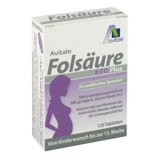 Avitale Folsäure 800 Plus Jod+Vitamin B12 vom Kinderwunsch bis zur 13. SSW