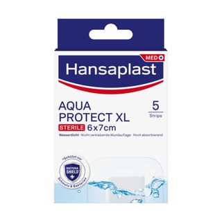 Hansaplast Aqua Protect XL Wundpflaster | Großes steriles Pflaster | 100 % wasserdichter Verband | Für große Wunden & postoperative Wunden | Blockiert 99 % der Bakterien | 6 x 7 cm | 5 Pflaster