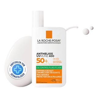 La Roche Posay Anthelios UVMUNE 400 Oil Control Fluid Sonnenschutz für empfindliche Haut mit sehr hohem UV-Schutz LSF 50+. Für ölige Haut geeignet.