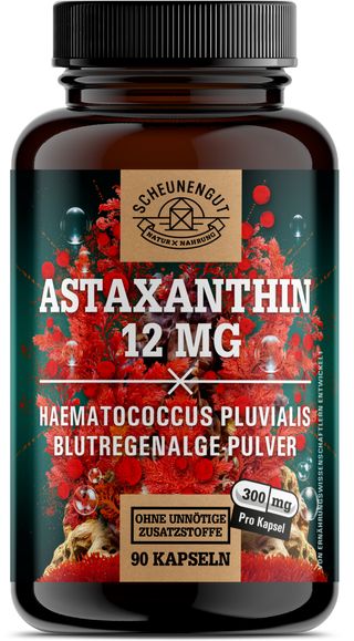 Scheunengut® Astaxanthin 12mg | 100% vegan | Antioxidans aus Blutregenalge Haematococcus Pluvialis