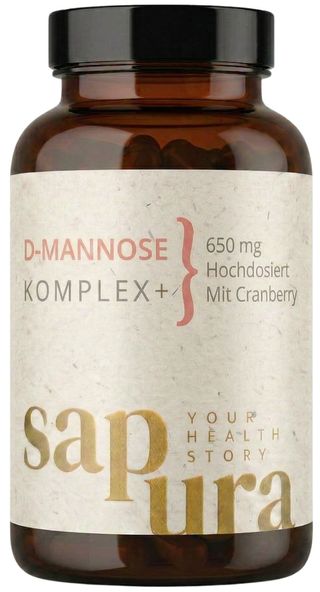 D-Mannose Kapseln + Cranberry | Hochdosiert 650mg | 120 Kapseln | sapura health