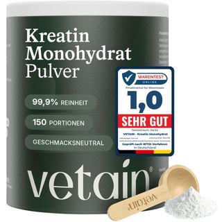 VETAIN Kreatin Monohydrat - ultrafein & hoch löslich - veganes Creatin Monohydrat - TESTSIEGER