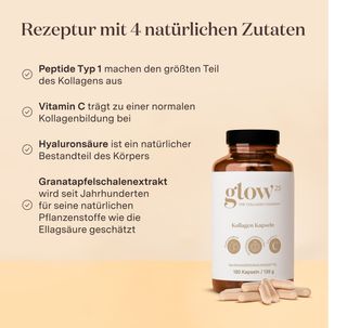 Glow25® Kollagen Kapseln hochdosiert [180 Kapseln] mit Hyaluronsäure und Vitamin C