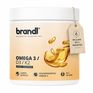 Vitamin D3 K2 & Omega 3 Premium | brandl Made in Germany | Fischöl aus der EU | 240 Kapseln