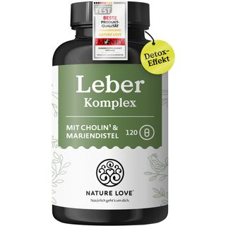 NATURE LOVE® Leber Komplex - 120 Kapseln - Mariendistel, Cholin, Artischockenextrakt, Curcuma & Zink