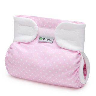T-TOMI Orthopädisches Spreizhöschen für breites Wickeln - klettverschluss White dots (3-6 kg)