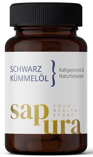 Schwarzkümmelöl Kapseln 1.000mg/Tag | Kaltgepresst | Thymochinon | 60 Kapseln | sapura health®