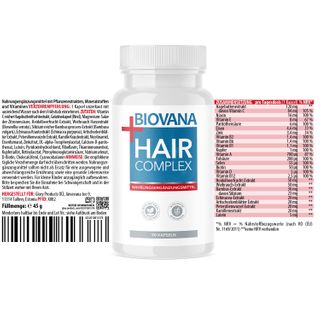 HairComplex Haarvitamine mit Biotin, Zink & Kupfer