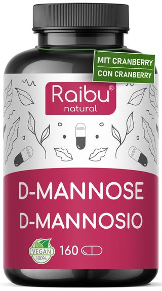 D-Mannose mit Cranberry Kapseln, 160 St, Hochdosiert, 2100 mg D-Mannose pro Tagesdosis - RAIBU