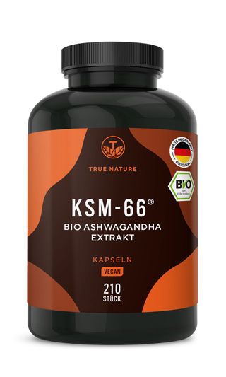 Bio Ashwagandha KSM-66® Kapseln – 30mg Withanolide - Premium Markenrohstoff aus Indien, TRUE NATURE®