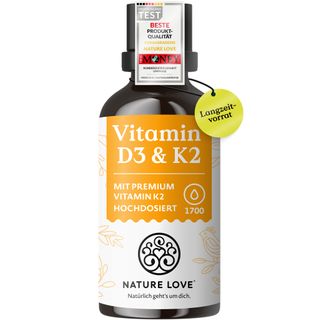NATURE LOVE® Vitamin D3/K2 (50ml) - K2VITAL® 99,7% all-trans - 1000I.E. Vit D & 20µg Vit K2/Tropfen