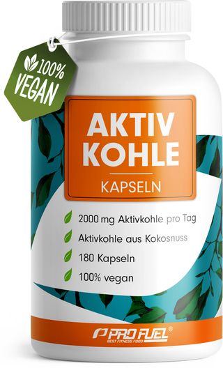 ProFuel - Aktivkohle Kapseln optimal hochdosiert mit 2000 mg Aktivkohle aus Kokosnuss pro Tag