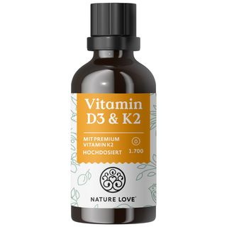 NATURE LOVE® Vitamin D3/K2 (50ml) - K2VITAL® 99,7% all-trans - 1000I.E. Vit D & 20µg Vit K2/Tropfen