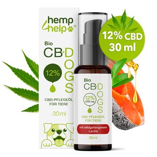 Bio 12% CBD Öl für Hunde mit Wildlachsöl & Rosmarin – für Ruhe, Entspannung & Wohlbefinden