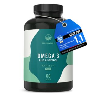 Omega 3 Testsieger Vegan - 1400mg Algenöl Kapseln - Premium Rohstoff life's® OMEGA - TRUE NATURE®