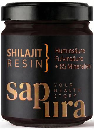 Shilajit Resin XXL Glas 60g - Mumijo Shilajit Harz + Dosierlöffel * 78% FULVIN + 12% HUMINSÄURE