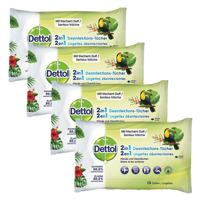 Dettol 2in1 Hygiënisch Doekjes 12st bij De Online Drogist