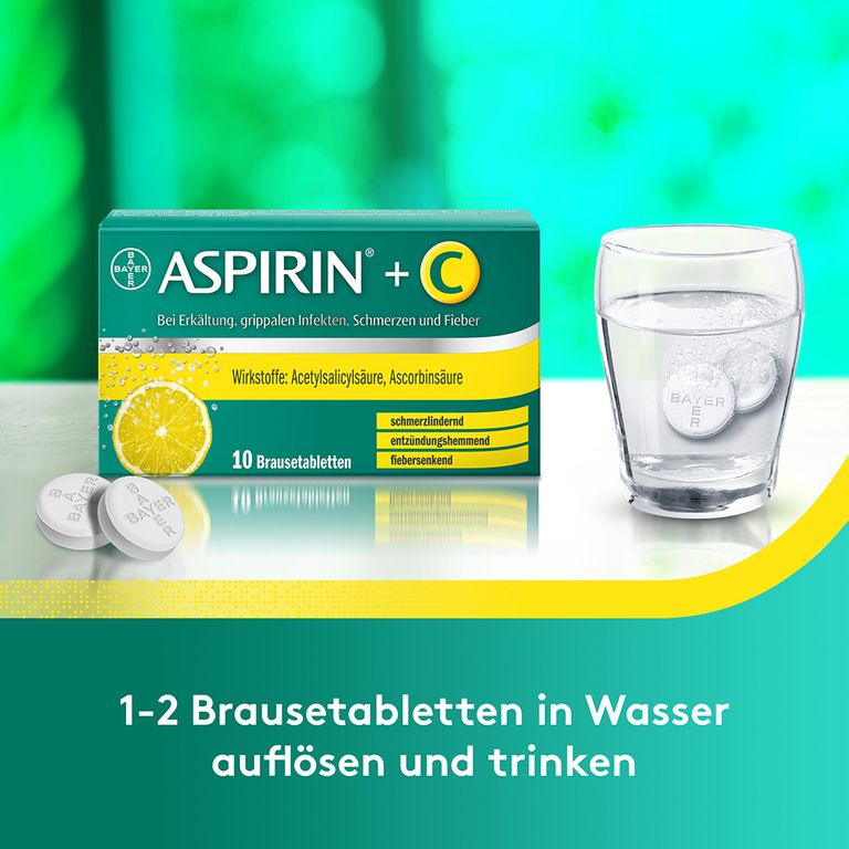 Aspirin® +C Brausetabletten bei Erkältung, grippalen Infekten