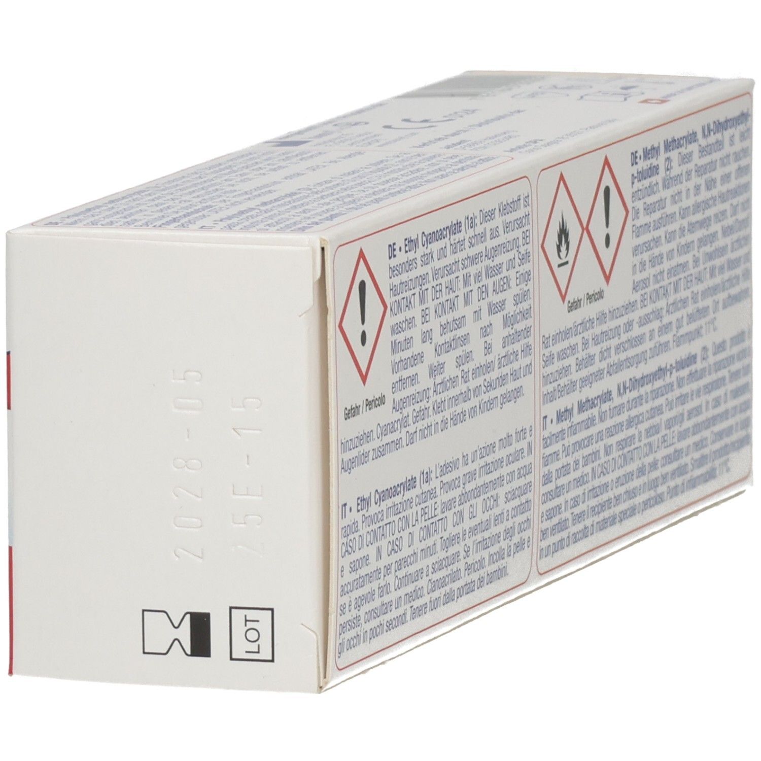 Rückseite der BONYPLUS Reparatur-Set Verpackung. Text und Warnhinweise. Detailansicht.