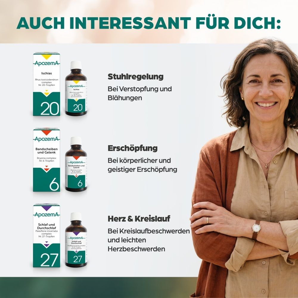 Rückseite eines Fläschchens Apozema Venen Tropfen Nr. 35.