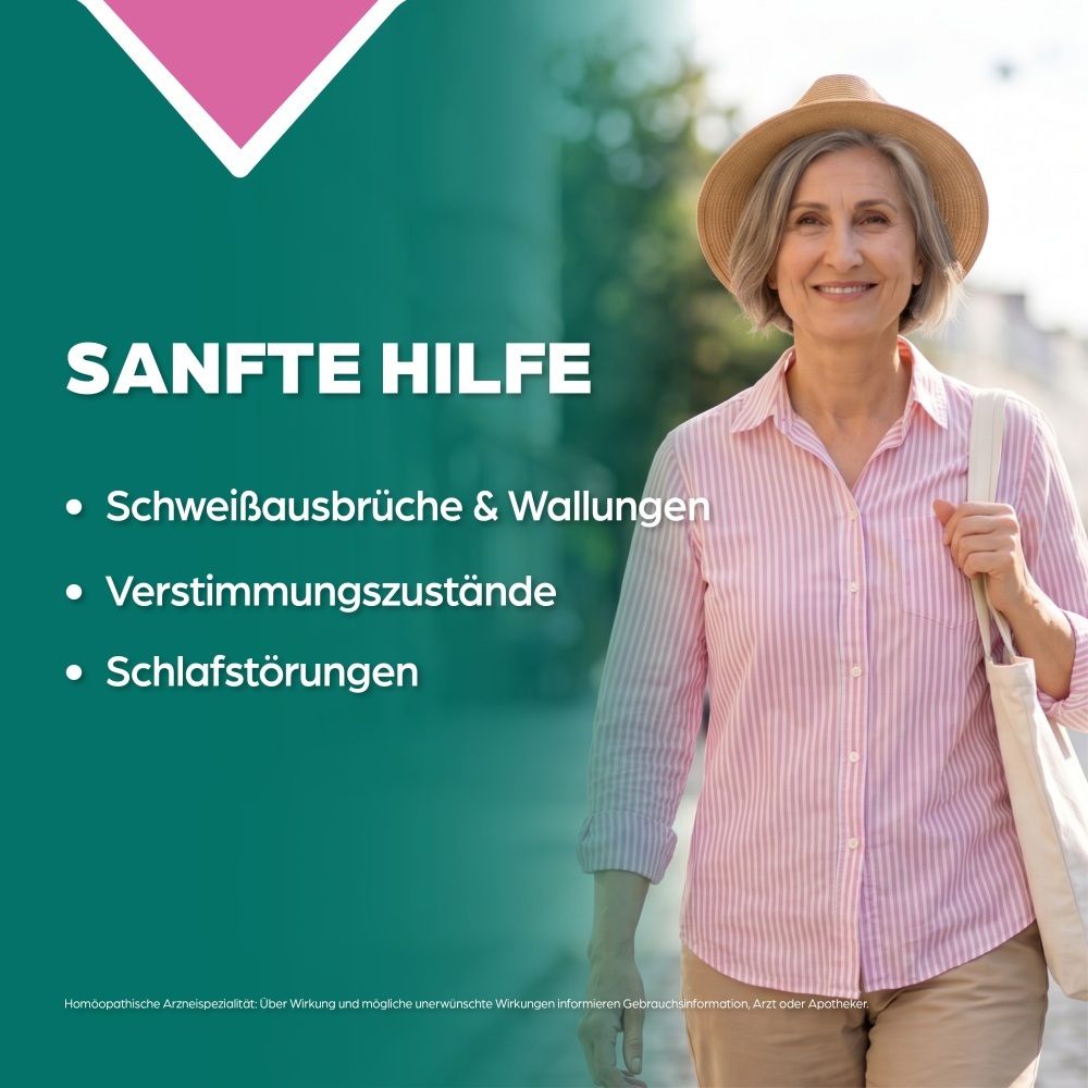 Sanfte Hilfe bei Wechseljahresbeschwerden: Schweißausbrüche, Wallungen, Verstimmungszustände, Schlafstörungen.