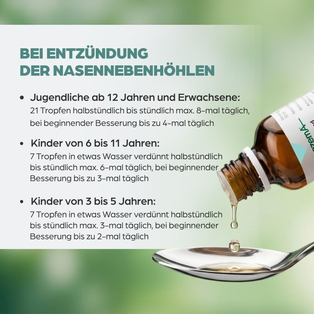 Tropfen werden aus einem Fläschchen auf einen Löffel gegeben.