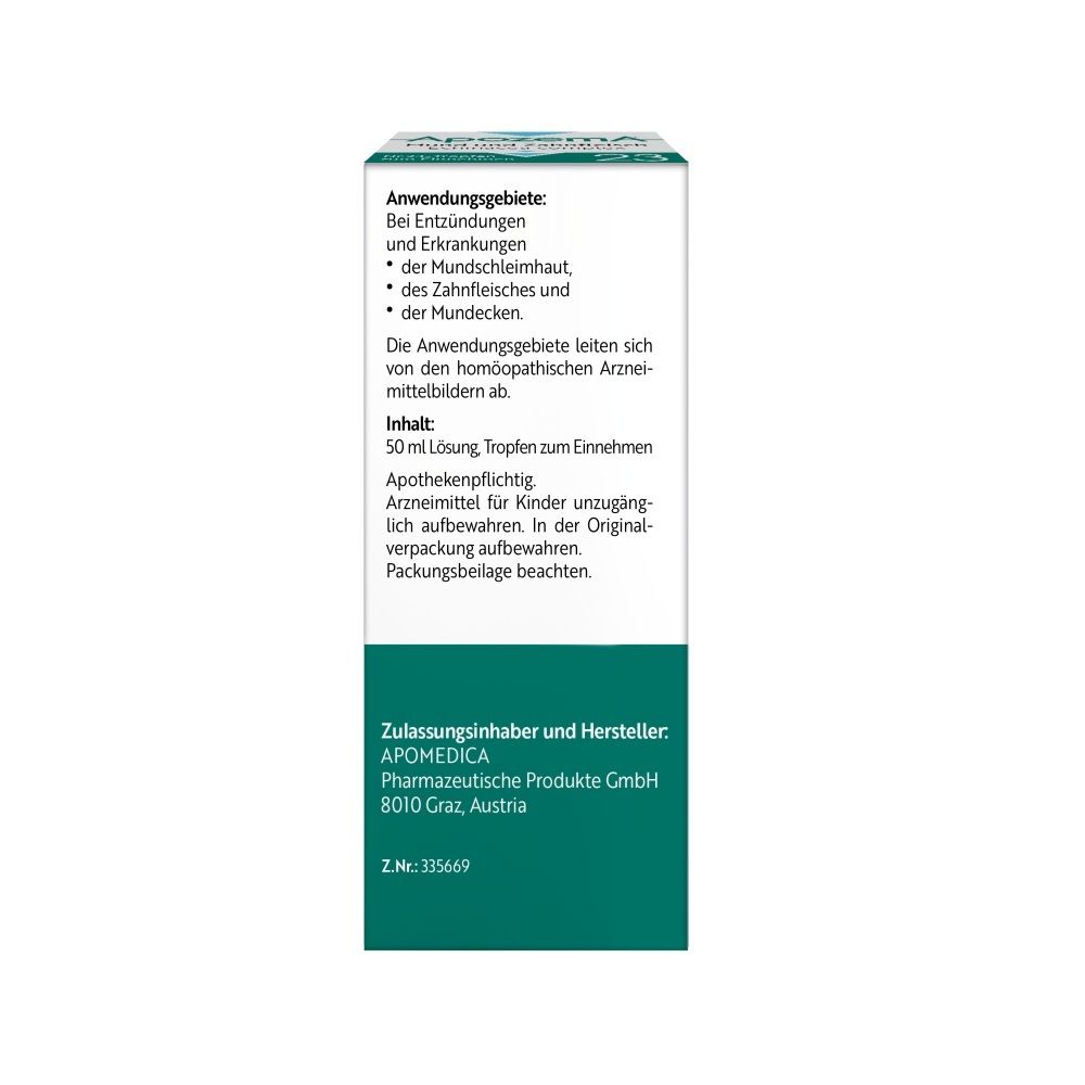 Rückseite der Apozema-Faltschachtel mit Anwendungsinformationen.