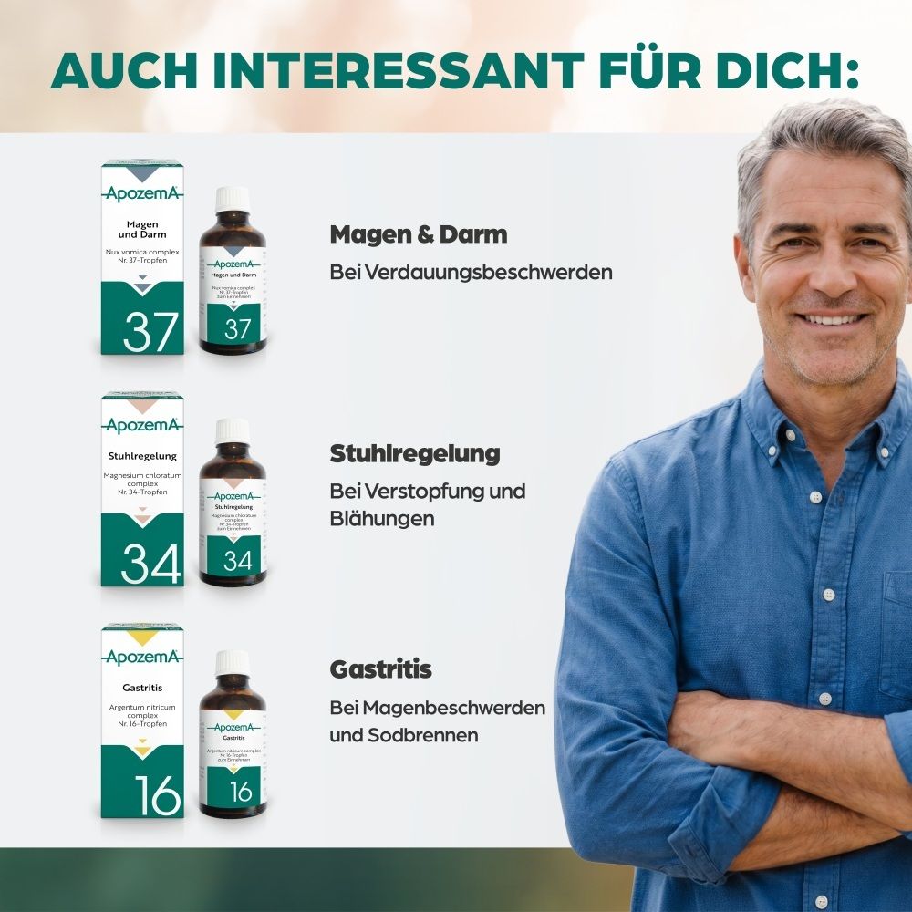 Apozema Produkte für Magen, Darm, Stuhlregulierung und Gastritis.