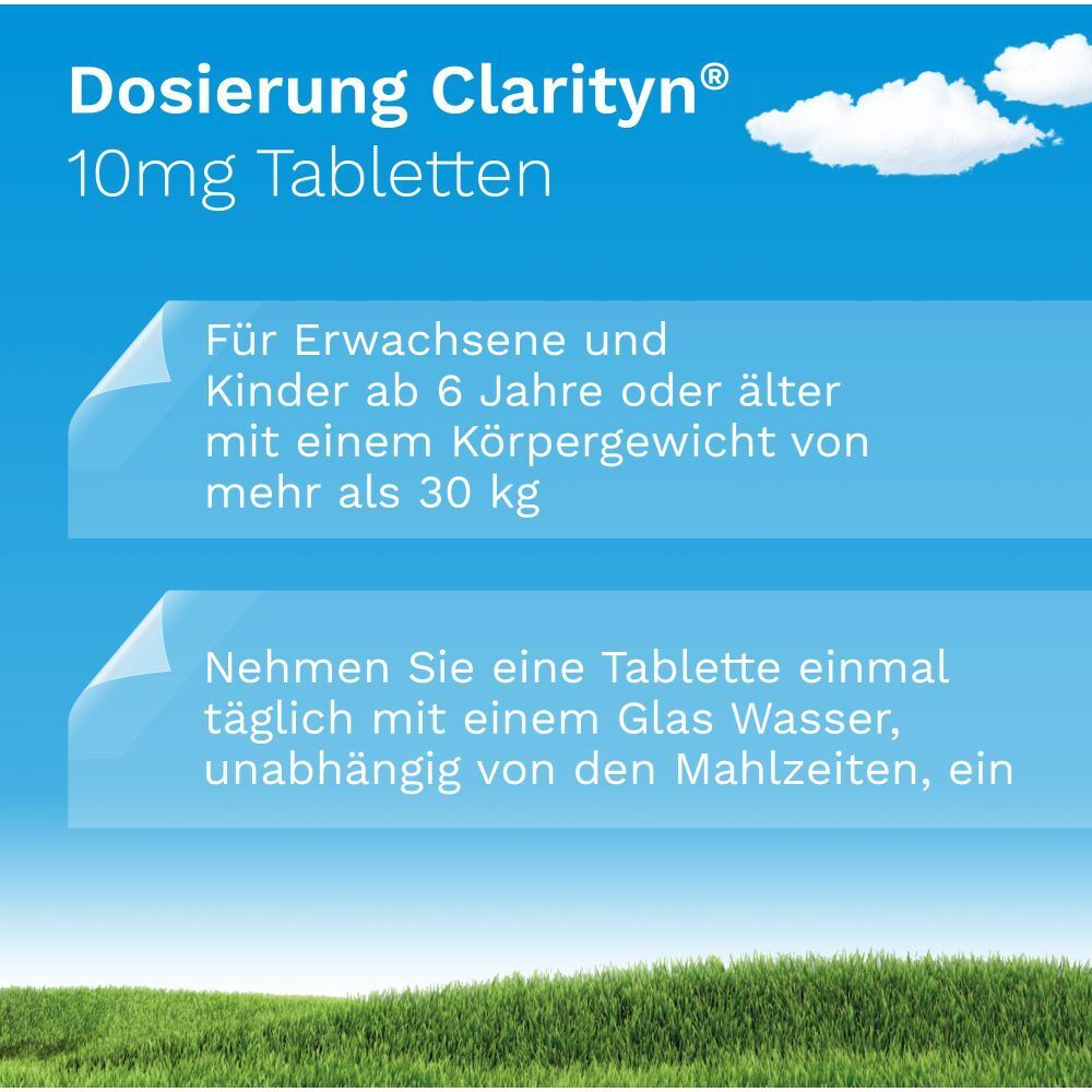 CLARITYN® Tabletten zur Linderung von Allergiesymptomen wie Heuschnupfen und Juckreiz