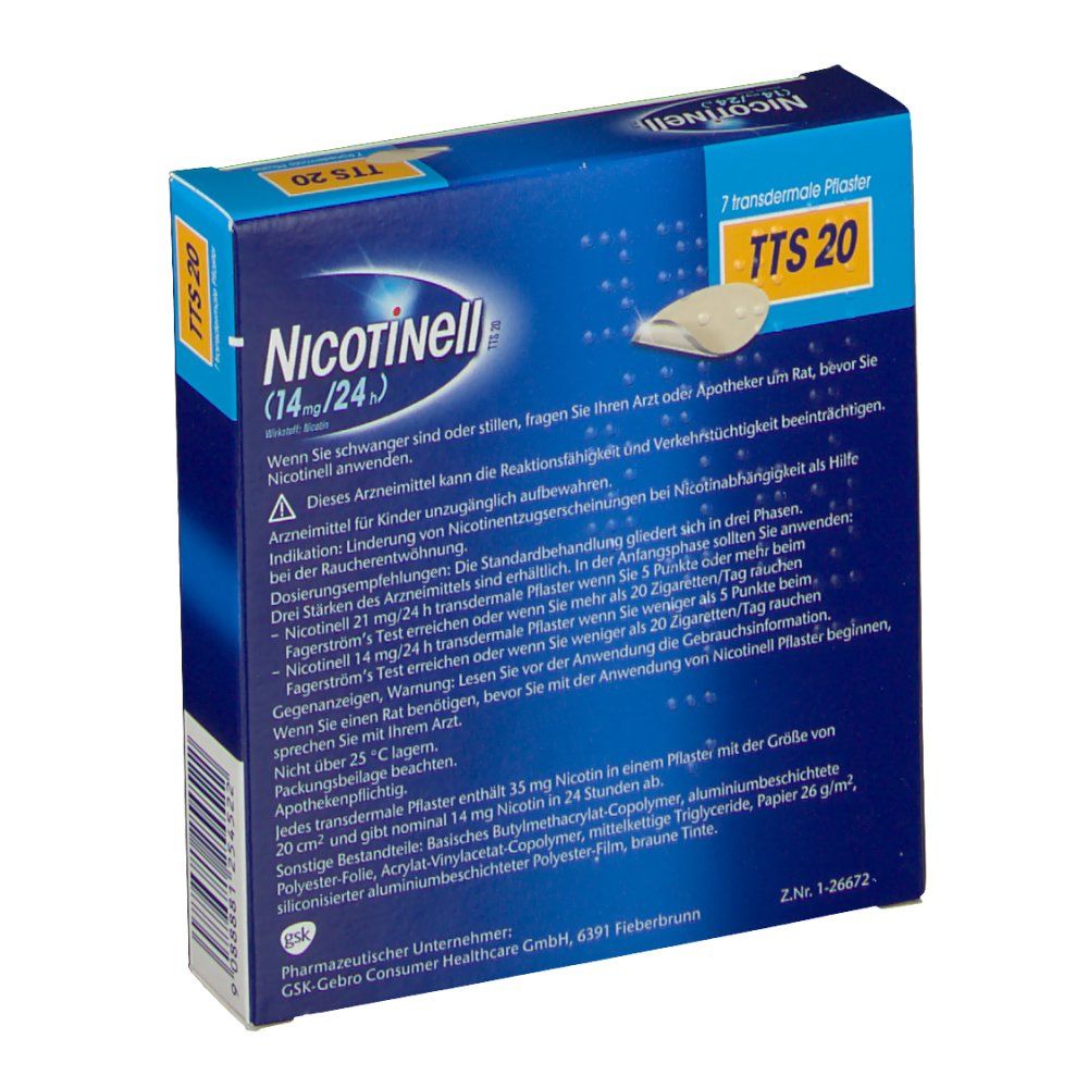 Nicotinell Nikotinpflaster 35mg/TTS20 7 Stück 24, online kaufen